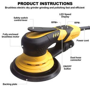 150mm 가변 속도 전기 랜덤 오비탈 샌더 목재 벽지 자동 표면 마감용 220V 전기 샌딩 도구 - Product Image 4