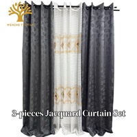 Ensemble de rideaux jacquard à œillets, 3 pièces, motif floral, occultation élevée (70%-90%), style moderne, en polyester, commande mixte à faible MOQ