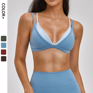 Soutien-gorge de sport antichoc à maintien élevé pour femme, rembourré, color block, pour yoga, fitness, entraînement et course à pied - Product Image 1