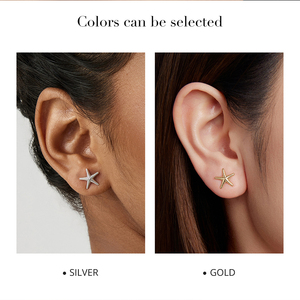Star Shape Copper Stud Earrings Unisex <b>Vintage</b> Fashion Jewelry 1.1cm Size <b>Scale</b> Display - Product Image 5