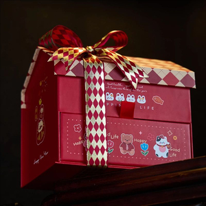 Sáng Tạo 3D Hình Dạng Ngôi Nhà Từ Ribbon Năm Mới Ngăn Kéo Hộp Quà Tặng Baking Kẹo Biscuit Bao Bì Hộp Cho Khuyến Mãi - Product Image 5