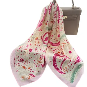 Hot selling new fashion 70x70cm brand silk square scarf luxury designer print headscarf silky feel