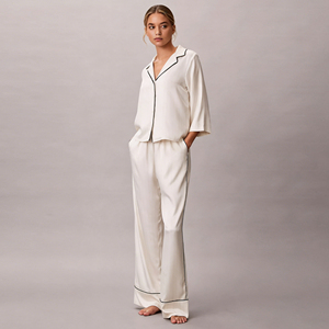 Pijamas de mujer extragrandes personalizadas al por mayor, ropa de estar de bambú y algodón, ropa de casa para damas, pijamas con logotipo personalizado, conjunto de pijama para dormir. - Product Image 1