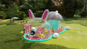 Aire de jeux gonflable Île Lapin Mignonne, Maison Bulle Lapin, Château Gonflable pour Aire de Jeux Extérieure, Amusant pour Enfants et Adultes - Product Image 2