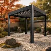 Pergola autoportante 4x4m en aluminium à lames orientables, imperméable, pour jardin, patio, gazebo, auvent, vente en gros directe d'usine