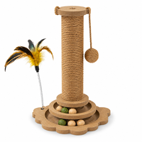 Griffoir pour chat en papier de jute, Colonne romaine, Centre d'activités, Plateau tournant, Boule suspendue, Baguette à ressort, Base robuste en MDF, OEM