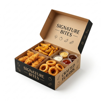 Boîte à emporter personnalisée avec logo, pour combo de poulet frit, frites, anneaux d'oignon, en gros, écologique, résistante à la graisse, avec séparateur