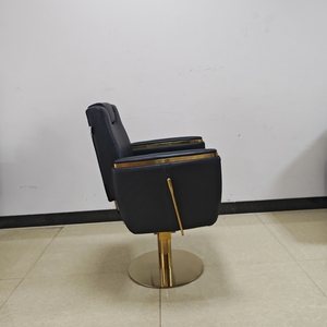 Chaise de salon noire moderne avec cadre doré, chaise de coiffure hydraulique, mobilier de salon de beauté - Product Image 4