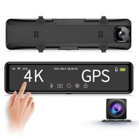 Yeni FHD 4K GPS WiFi araba Video kamera sürüş kaydedici 12 ''IPS akışı medya dikiz aynası araç içi kamera çin'de araba kara kutusu