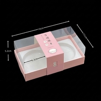 Boîte à dessert rectangulaire en plastique PET transparent rose, jetable, pour gâteaux moelleux, 2 compartiments, impression personnalisée, pour emporter, OEM usine