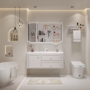 Modern Design Bathroom <strong>Sink</strong> with Cabinet Set Waterproof Marble Vanity Storage <strong>Cupboard</strong> Including Bathroom Mirror and Wash Basin - Product Image 4