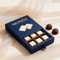 Luxe high-end 6/12/24-delige eco-vriendelijke recyclebare kartonnen chocolade doos met uittrekbare lade en kartonnen scheidingswand
