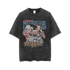 Conor McGregor High Quality And Low MOQ 100% Cotton T-Shirt DTG Printing 250GSM Washed Hip Hop T Shirt
