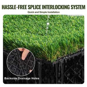 DB Wholesale 18-Pack Interlocking Turf Deck 12 "x 12" Carreaux de gazon artificiel synthétique 30mm de hauteur de pile Tapis de sol auto-drainant - Product Image 5