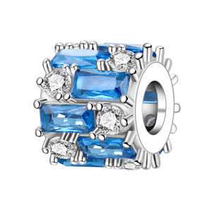 Original white copper <b>bead</b> <b>bracelet</b> - with staggered zircon pendant, a personalized accessory suitable for both men and women - Product Image 3