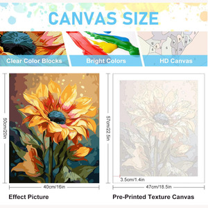 Sunflowers Still Life Painting by Numbers with <strong>Frames</strong> Brushed Acrylic <strong>Paint</strong> Eco-friendly Linen Canvas Rectangle for Home Decor - Product Image 4