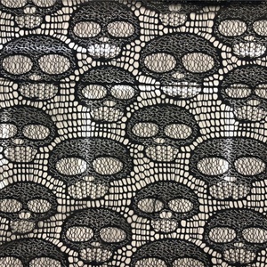 قماش دانتيل أسود عالي الجودة من النايلون بتصميم جمجمة لعيد الهالوين لأزياء المسرح LT21181 - Product Image 2