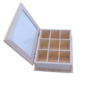 Organisateur en bois d'acacia massif à 9 compartiments personnalisé en gros avec logo sur mesure pour le rangement du thé, des bijoux, des épices et des artisanats - Product Image 2