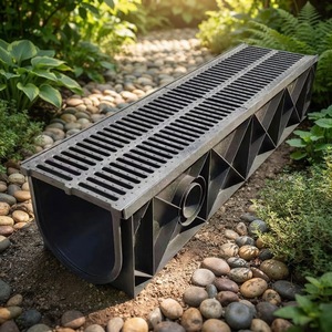 Système de caniveau de drainage de pluie <span class=keywords><strong>extérieur</strong></span> moderne pour maison, jardin et garage, en plastique HDPE durable et anticorrosion - Product Image 1