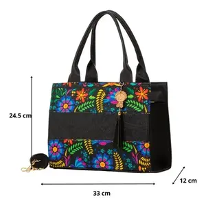 Bolso Tote de Yute para Mujer Fana Danae, Mediano, con Estampado de Leopardo y Letras, Ecológico, para Compras Diarias, Asa Negra, Cierre Superior - Product Image 3