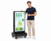 Écran numérique extérieur sur batterie de 43 et 55 pouces, 2000 nits, vertical, mobile, double face avec roulettes