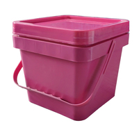 Seau à glace en plastique rose de qualité alimentaire, hermétique, réutilisable, couleurs personnalisables, seau carré en plastique de 5 gallons