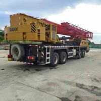 Grue sur camion Sany STC800 d'occasion, 80 tonnes, flèches en 5 sections, capacité nominale de 50 tonnes, composants moteur, boîte de vitesses et pompe Mercedes-Benz