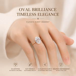Anillo de Diamante Cultivado en Laboratorio, Corte Ovalado, 1ct 2ct 3ct 4ct 5ct 6ct 8ct 10ct D VS VVS, Oro 14K 18K, Joyería Personalizada Messi - Product Image 4