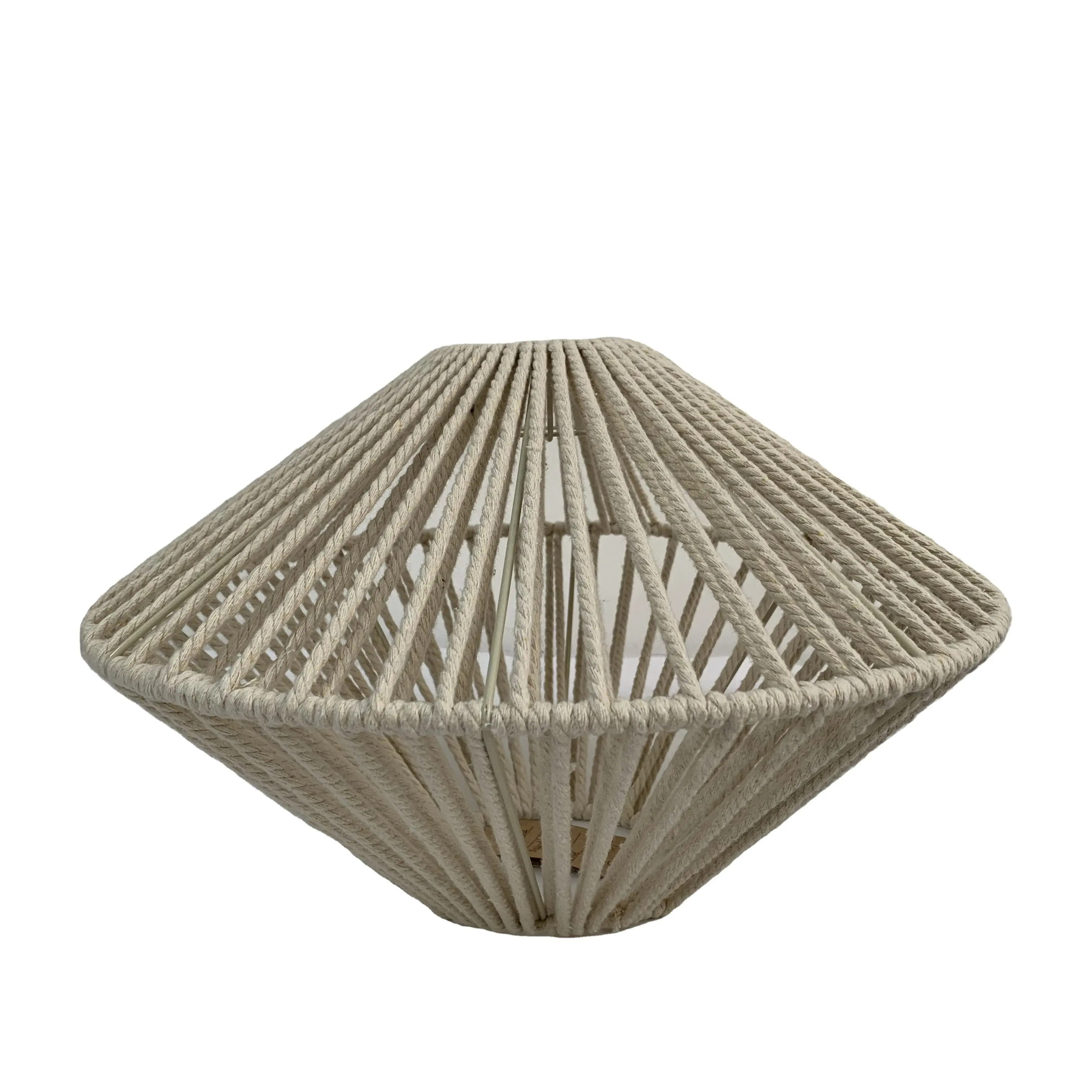 XH Woven cotton rope rhombus shape Pendant lamp light, woven lampshade for Living Room Bedroom Restaurant Cafe Teahouse Bar Club