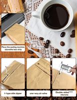 Sacs à café en papier kraft de qualité supérieure, imprimés sur mesure, recyclables, à fond plat, avec valve et fermeture éclair, style simple, marque OEM