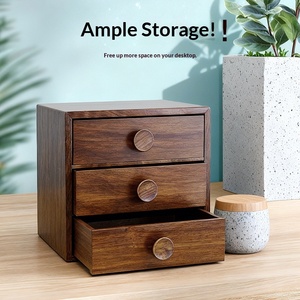 クリエイティブタイプの整理整頓雑貨ベッドサイドデスクトップシンプルモダンシンプル23L容量無垢材収納ボックス多層引き出し - Product Image 2