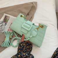 Sac à bandoulière vintage marron personnalisé en cuir PU gaufré crocodile pour femme avec chaîne tressée détachable