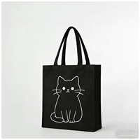 Bolsa de Mano de Lona Negra con Logotipo Personalizado, Bolsas de Compras de Algodón Reutilizables Ecológicas, Bolsos de Mano de Tela Lisa Resistentes de Lujo para Mujer