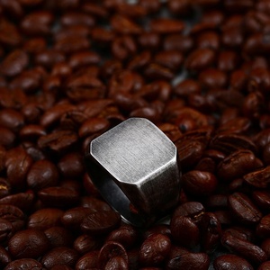 Anillo de Sello Cuadrado Punk de Acero Inoxidable 316 para Hombre, Plateado/Negro Cepillado, Estilo Audaz y Elegante, Estética Masculina, Uso Diario, Fiesta/Regalo - Product Image 3