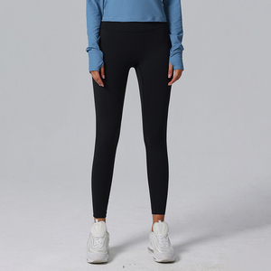 Leggings de Yoga para <span class=keywords><strong>Mujer</strong></span> al por Mayor, de Alta Calidad, con Logotipo Personalizado, sin Costuras Frontales, Transpirables, Suaves y de Cintura Alta - Product Image 4