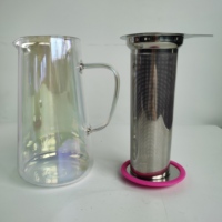 Théière en verre iridescent de luxe moderne 1L, résistante à la chaleur, faite à la main, écologique, avec filtre en acier inoxydable