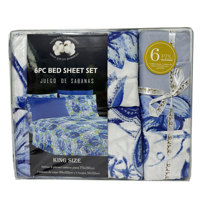 Sprei & Sarung Bantal 6 Pcs Motif Cetak Koleksi Rumah Amerika China Factory Comfort 1800 Thread Ct Silky Smooth Ukuran King