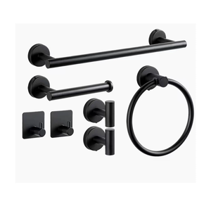 Ensemble d'accessoires de salle de bain en acier inoxydable, crochets muraux pour serviettes, kit d'accessoires de salle de bain à fixer au mur - Product Image 1