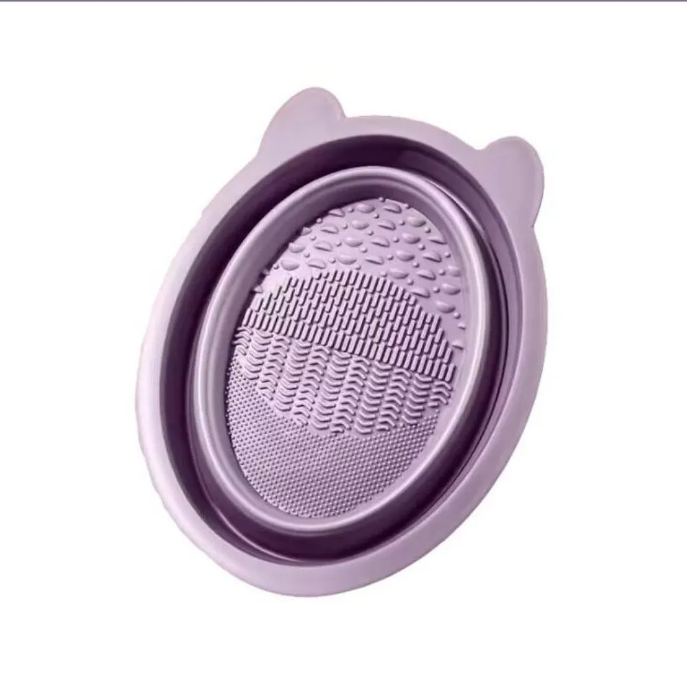 Produttore gratuito logo personalizzato detergente per pennelli per trucco pulizia profonda ciotola per pennelli per il viso pieghevole per pennello per trucco strumento per la pulizia delle uova di bellezza