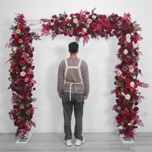 Decoración para recepción de boda, pared floral de tacto real, telón de fondo de rosas de seda artificiales. - Product Image 3