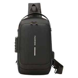 Sac de Poitrine Homme F001 Noir Anti-Vol avec Port USB pour Tenues Quotidiennes Sac à Bandoulière Printemps 2025 - Product Image 5