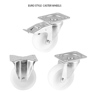 <span class=keywords><strong>Roulette</strong></span> industrielle à plaque pivotante fixe <span class=keywords><strong>européenne</strong></span> de 3/4/5/6/8 pouces 120-2400kg de charge Roue pivotante blanche en PP avec double frein - Product Image 2