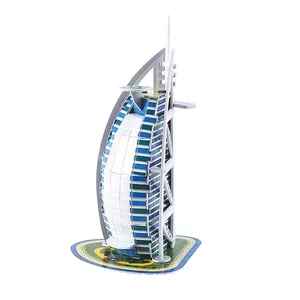 Fábrica de vendas diretas do mundialmente famoso edifício Dubai Sailing Hotel 3D puzzle Paper Burj Al Arab Model Toy 3D Jigsaw Puzzle