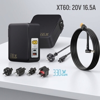 Adaptador de CA de Repuesto para Escritorio, Cable de Pared para UE, EE. UU., Reino Unido y Australia, 20 V, 16.5 A, 330 W, Cargador GaN para Portátil para Juegos ASUS XT60 a Cable de 5.5*2.5 mm