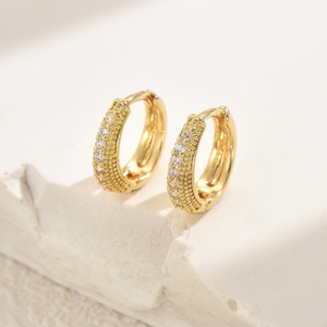 Pendientes de aro de moda para mujer con circón latón regalo de aniversario perfecto joyería elegante - Product Image 4