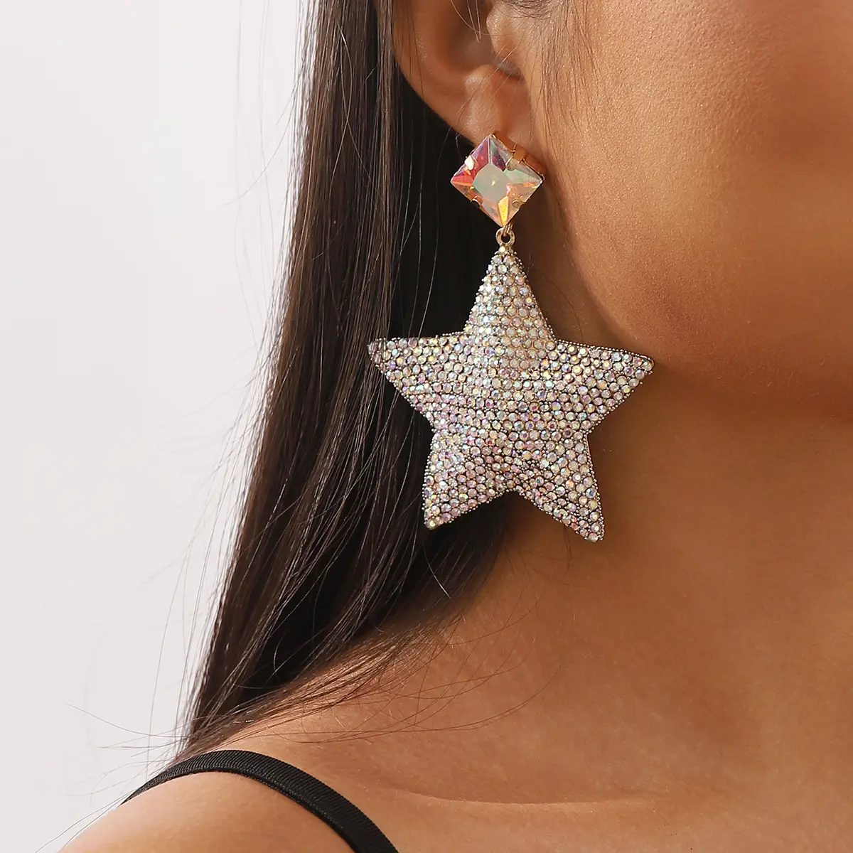 Yingtong nueva moda Bling diamante cristal colgante estrella gota pendientes para mujeres 2024 joyería de lujo