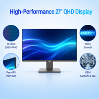 شاشة ألعاب 27 بوصة بتردد 180 هرتز ودقة 2K، شاشة IPS سريعة QHD متوافقة مع FreeSync وG-Sync لألعاب FPS والسباقات