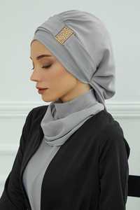 Expédition rapide 2024 nouveau islamique ethnique instantané Hijab écharpe arabe musulman <span class=keywords><strong>bandeau</strong></span> Turban Hijab avec accessoires en métal - Product Image 6