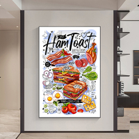 Gourmet Restoran Kapur Seni Dinding Poster Lezat Ham Toast Meksiko Kanvas Lukisan Pizzeria Dekorasi KitchenCanvas Lukisan Dinding