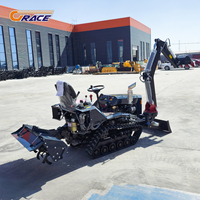 Tracteur chenillé agricole avec pompe, moteur diesel Euro 5 de 25-35 CV, cultivateur à chenilles en caoutchouc et rotoculteur, fourni directement par l'usine